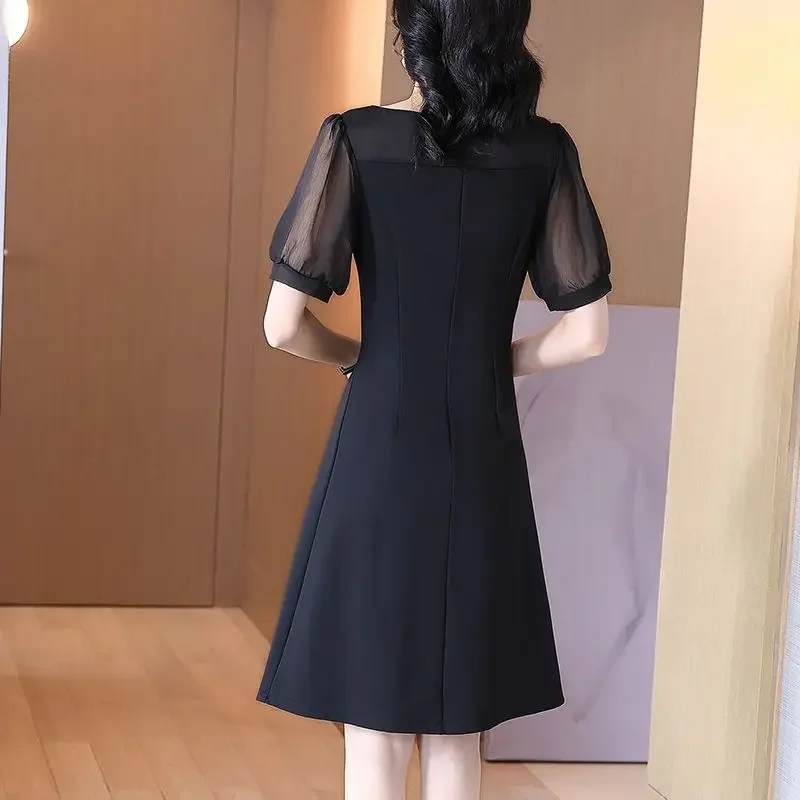 여성 미디 실크 쉬폰 새틴 반팔 원피스 디자이너 코튼 A라인 시크하고 우아한 예쁜 옷 핫 Y2k