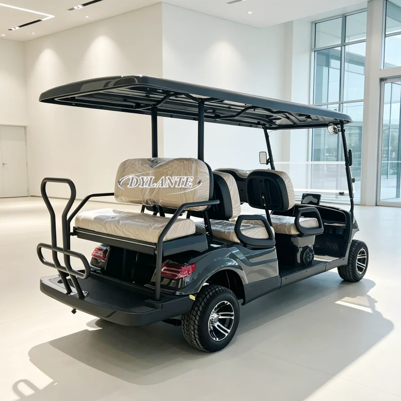 Premium 6 Person Electric Sightseeing Golf Cart 72V Powerful Motor Off‑Road Tyres Stable Reinforced Chassis
