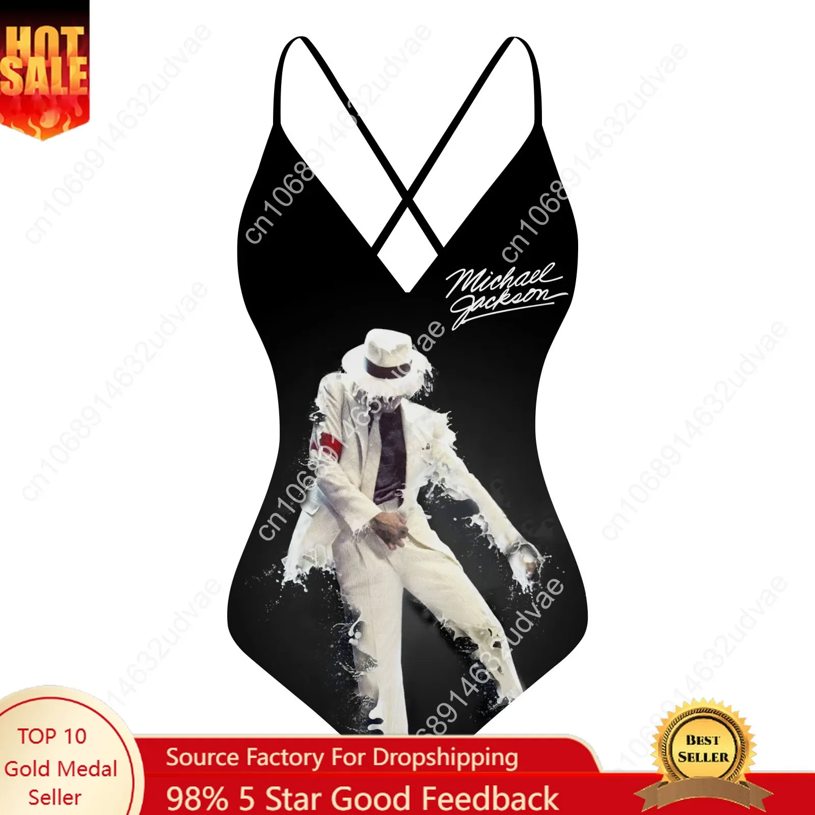 ملابس سباحة نسائية بتصميم مايكل جاكسون برقبة على شكل V وظهر مكشوف، بيكيني مخصص لحفلات حمام السباحة، ملابس شاطئ مصنوعة حسب الطلب