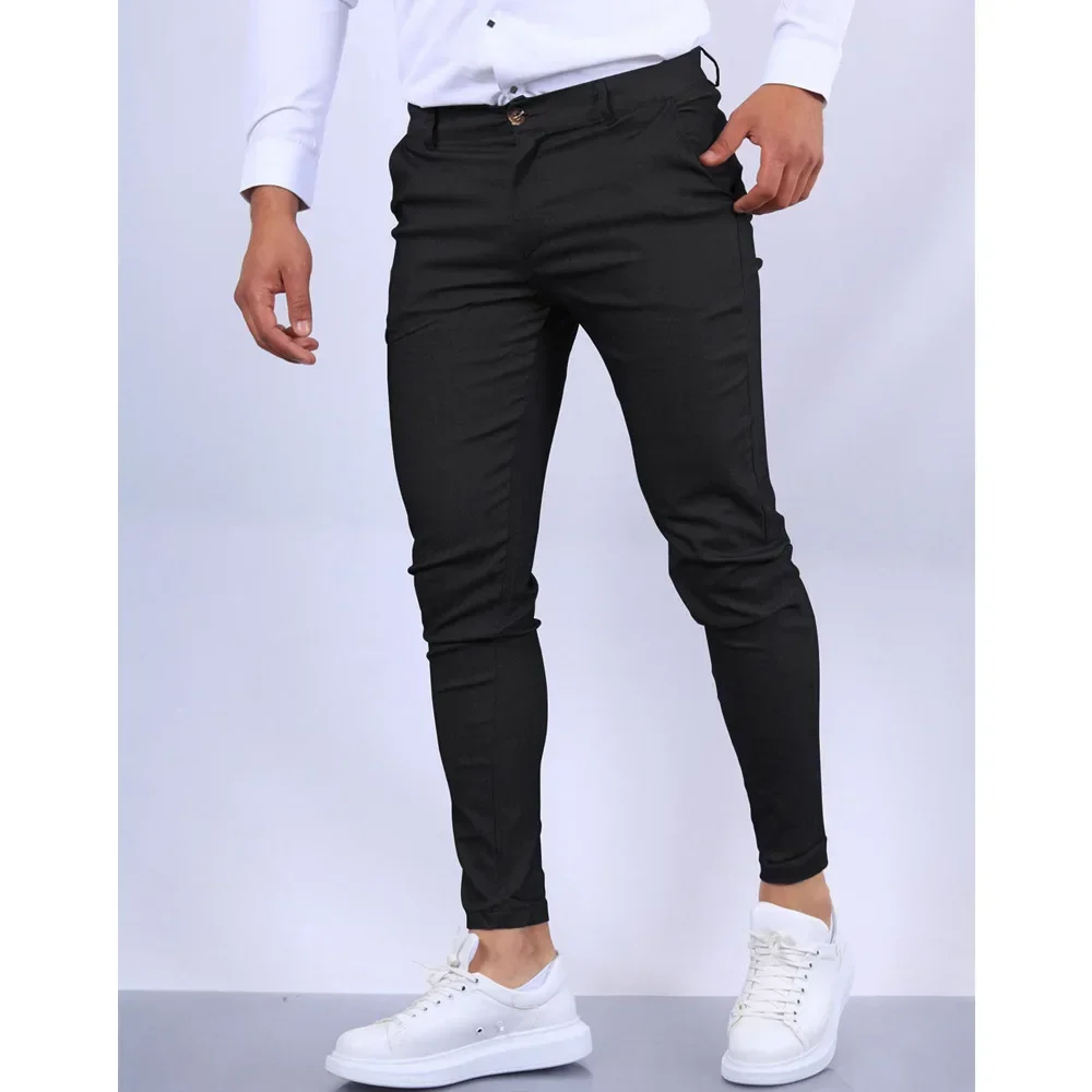 2024 New Casual Pants Stylish Men's Slim Solid Pencil Pants Male Comfortable Business Formal Pants Four Season Hot Sale Trousers