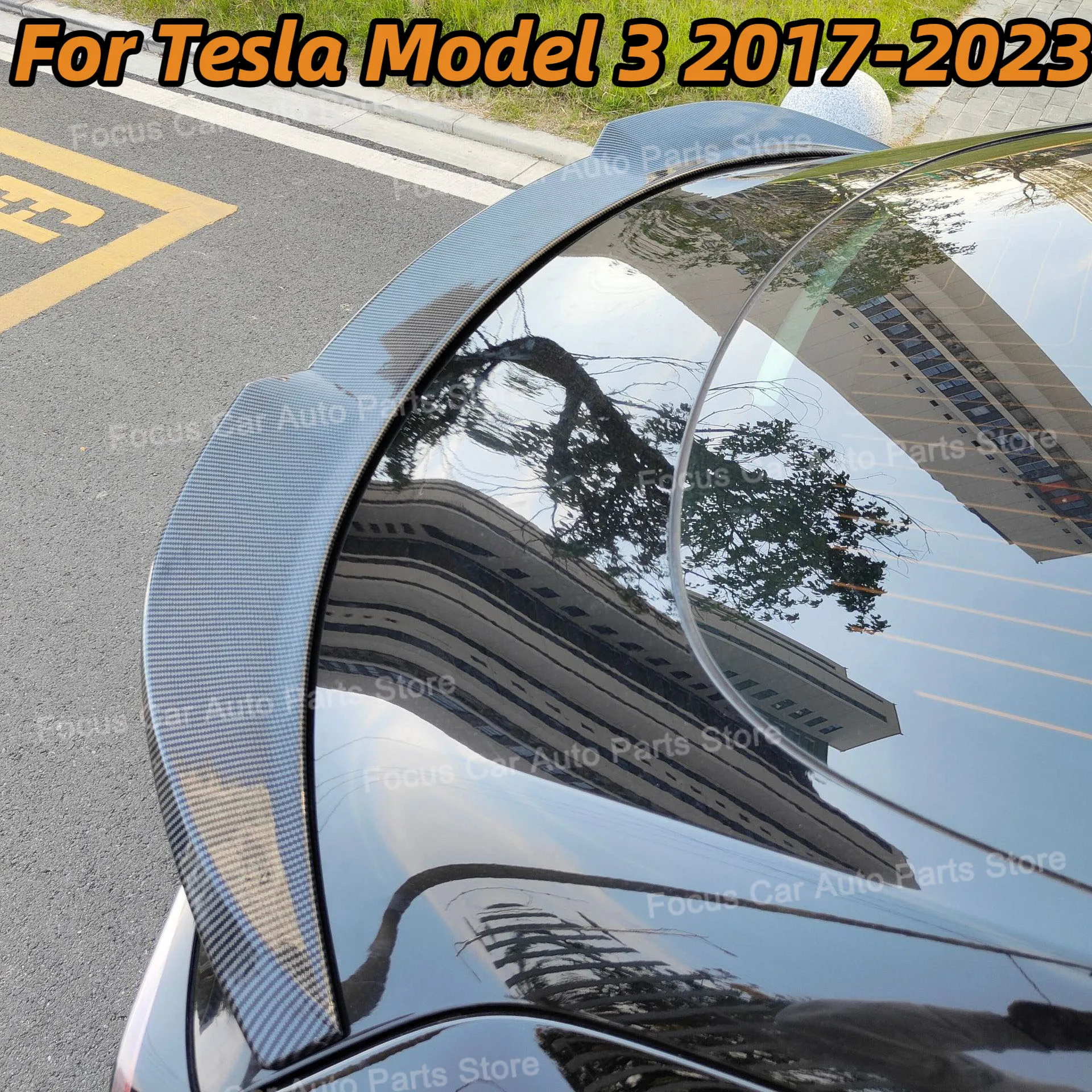 Car Rear Trunk Lid Lip Body Kit Spoiler Wings For Tesla Model 3 2017 18 19 20 21 22 23 Black Carbon Tuning Exterior Accessories