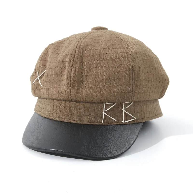 Embroidered RB Logo Eight-Panel Beret, European Ins Painter Newsboy Cap, шапка Hat