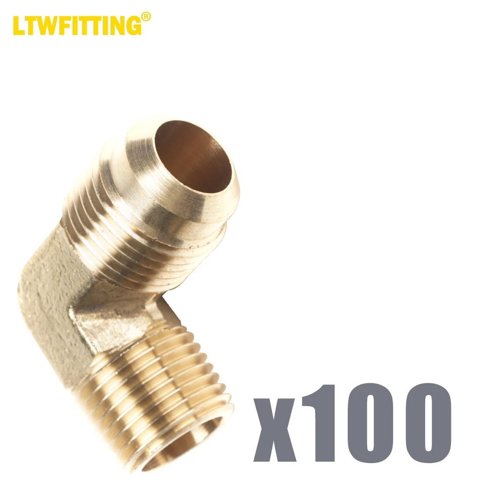 

LTWFITTING Brass Flare 5/8" OD x 1/2" Male NPT 90 Degree Elbow Tube Fitting (pack of 100)