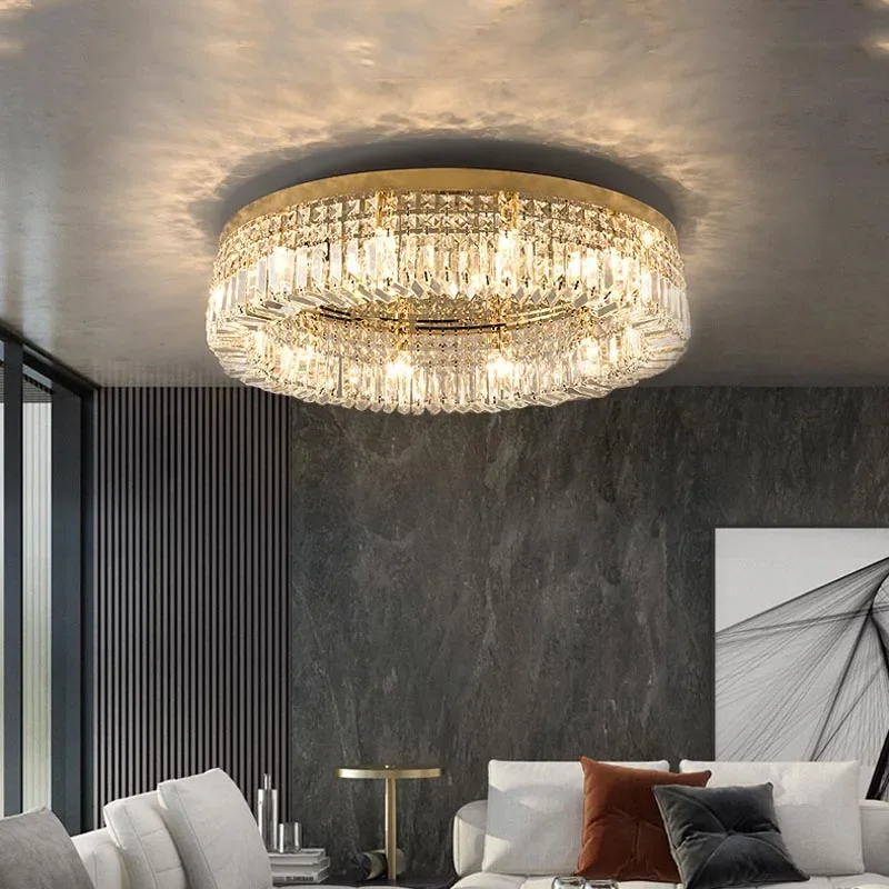 Luxury Crystal Ceiling Light Bedroom Dining Room Living Room Light Home Lighting Fixture Modern Gold LED Ring Ceiling Light