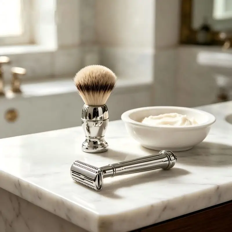 YAQI Double Edge Safety Razor Handle Chrome Plated Vintage Fluted Grip Replacement Compatible with Standard DE Razor Head
