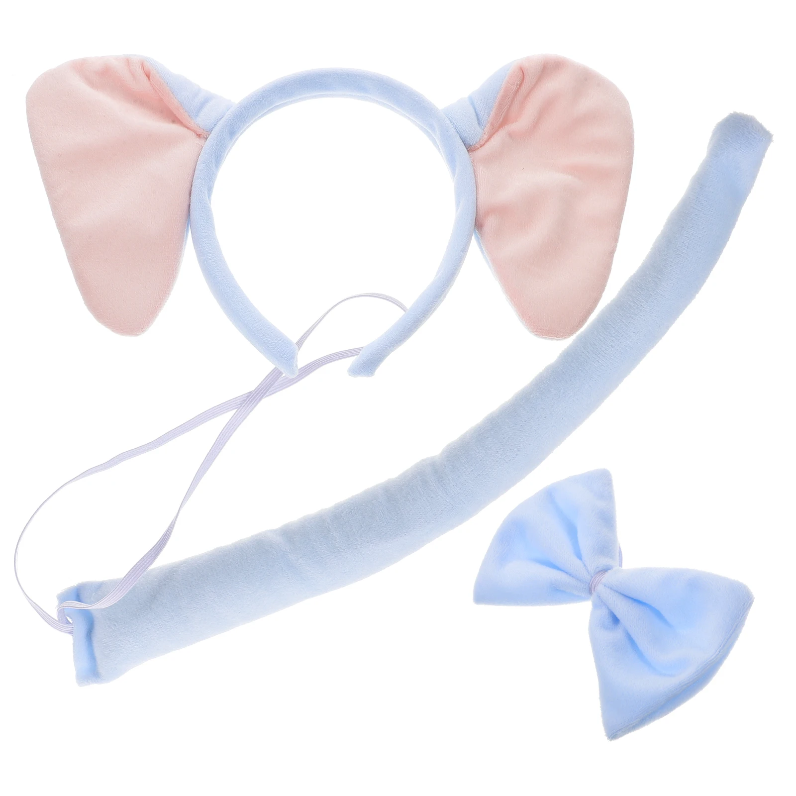 

Elephant Ears Headband Tail Accessories Costume Halloween Women Adult Kids Play Zoo Jungle Party Dress Up Durable Cloth Material