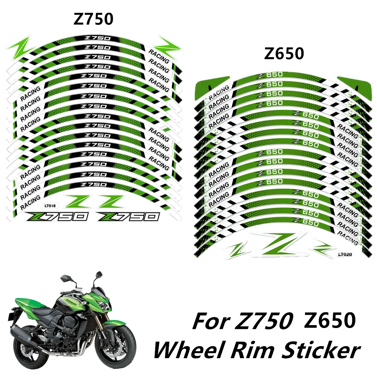 

For Z750 Stickers Motorcycle Outer Z650 Wheel Rim Sticker Film Tire Border Reflective Decals Motor Accessories Modifi Decoration