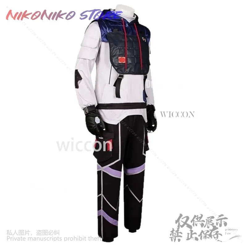 2020 ISO تأثيري لعبة Valorant أنيمي زي فاسق وسيم سترة معطف هوديس السراويل شعر مستعار أسود Cutecore الدعائم هالوين تأثيري #5