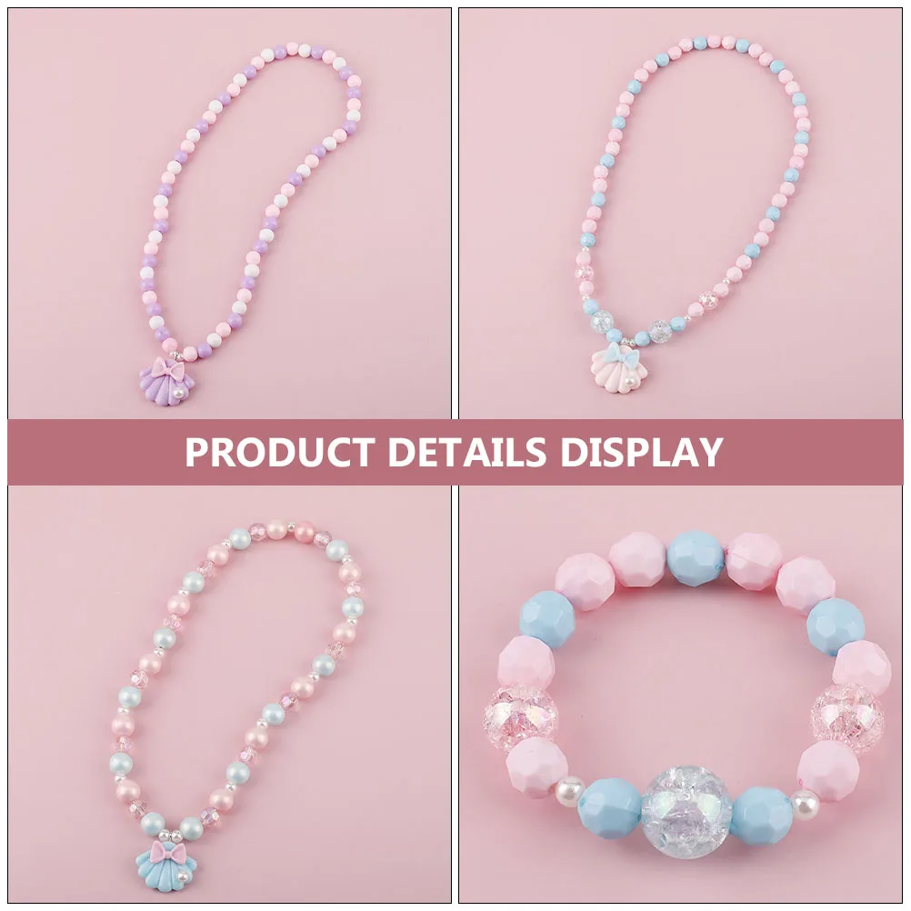 

Acrylic Pearl Shell Necklace Set 3 Necklaces 1 Bracelet Girls Beaded Jewelry Random Style Everyday Party Banquet Matching