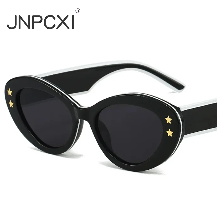 JNPCXI Cat Eye Star Shades Sunglasses Women Retro Brand Design Eyewear Fashion Cat Eye Sun Glasses Unisex UV400