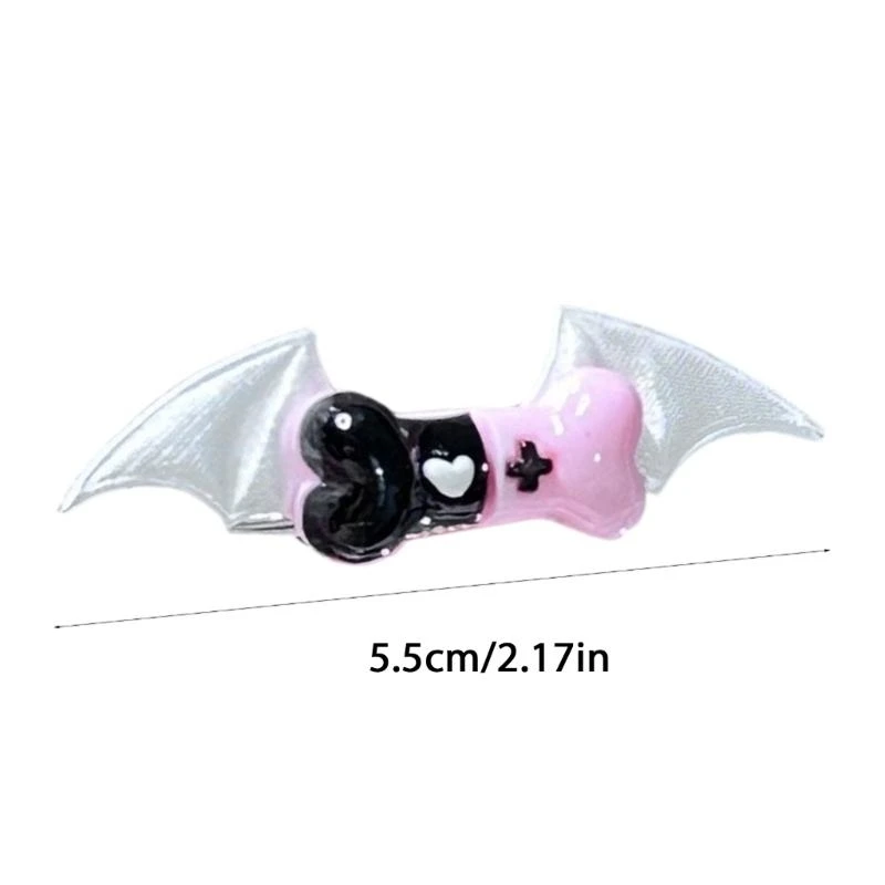 N5KE Kidcore Bone Bot Bat Wing Hair Clip Excorate Clip Halloween Accessory