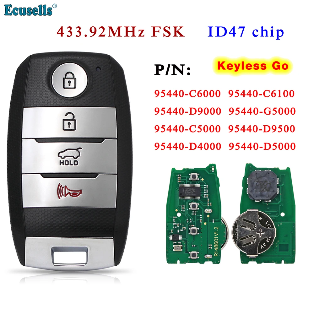 Ecusells 95440-C6000 95440-C6100 95440-D9000 95440-G5000 95440-C5000 D9500 D4000 D5000 Smart Key for Kia Sportage Sorento Optima