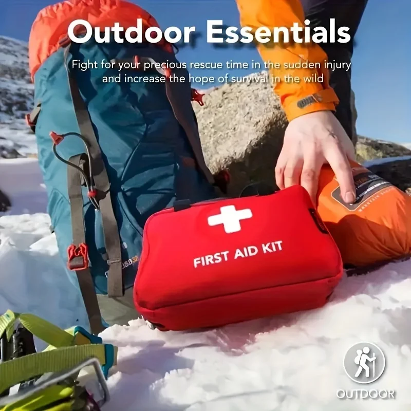 Multi-purpose First Aid Kit with Carry Bag - for outdoor adventures, hunting, hiking and camping - includes camping gear and con