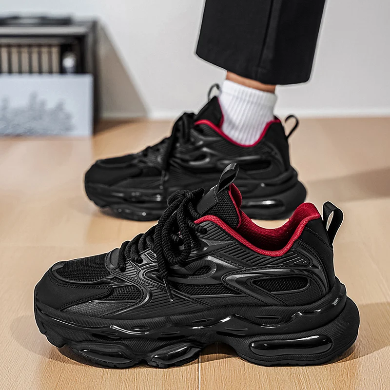 

Толстая и увеличивающая рост спортивная обувь Four Seasons, мужская повседневная мужская обувь из натуральной кожи с сеткой, модная обувь