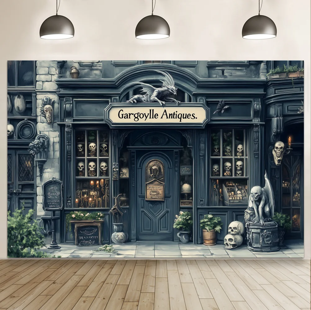 Fondo de monstruo de antigüedades de gárgola, Castillo de terror de Halloween, retrato familiar para niños, fotografía, telón de fondo, accesorios de estudio fotográfico