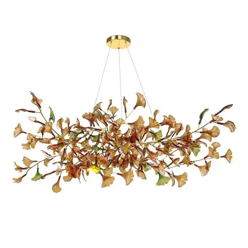 Modern Luxury Ginkgo Pendant Light Customized Glass Pendant Light Suitable For Dining Rooms Living Rooms Villas Home Lighting