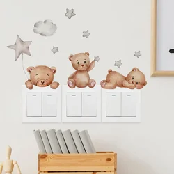 Cartoon Bear Star Switch Sticker For Kid Baby Room Bedroom Decoration Mural Self-adhesive Home Decor Wallpaper Cute Wall Decals