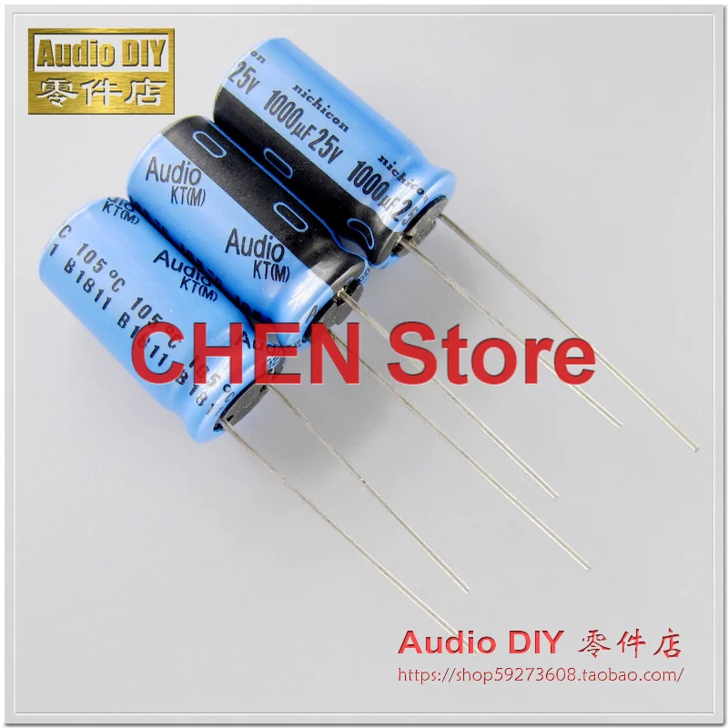 10PCS NICHICON KT Audio 25V1000UF 10X20MM Electrolytic capacitor for audio frequency 1000uF/25V 105 degrees 1000uf 25v