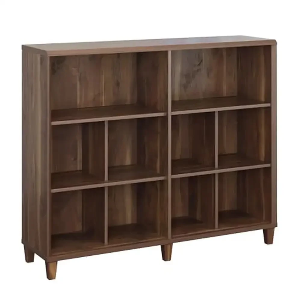 Contemporary Grand Walnut Cubby Storage Organizer Space Saver Cubby Shelf Rectangular Book Shelf