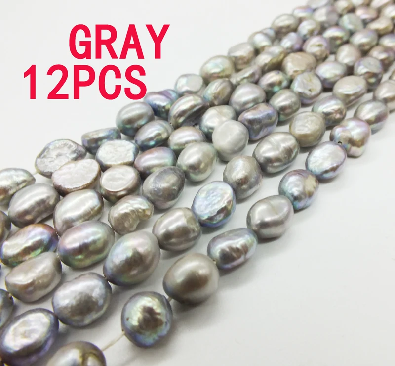 

12pcs/LOT DIY Loose Beads Women Luxury Jewelry gray Baroque Cultured Freshwater Pearl Beads 7-8mm Natural Pearl Beads 15"