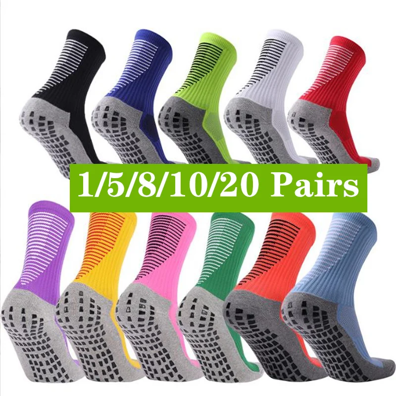 

1/5/8/10/20 пар футбольных носков с ручкой, дозатор клея, мужские носки до середины икры, нескользящие спортивные носки для бега