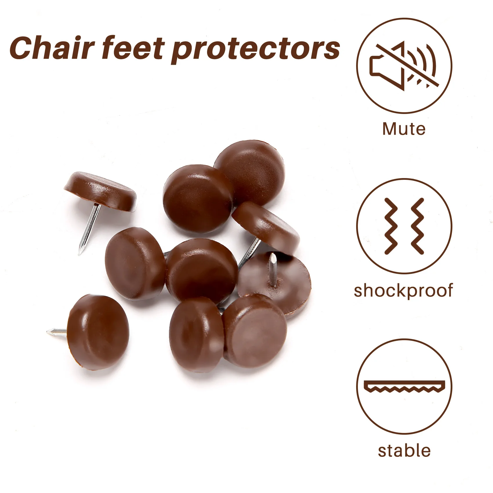 Plastic Feet Pads Glides Skid Nail para cadeira e mesa, protetor de móveis, ruído, perna, madeira, piso, 100 pcs