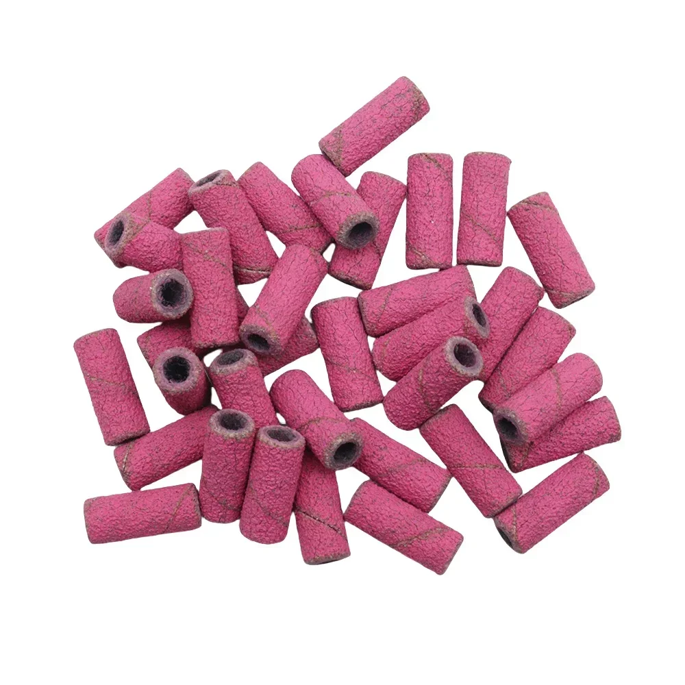 1000pcs 3mm Hot Pink Mini Zebra Sanding Bands with Mini Metal Mandrel Stainless Steel Nail Drill Bits Mandrel Electric Manicure