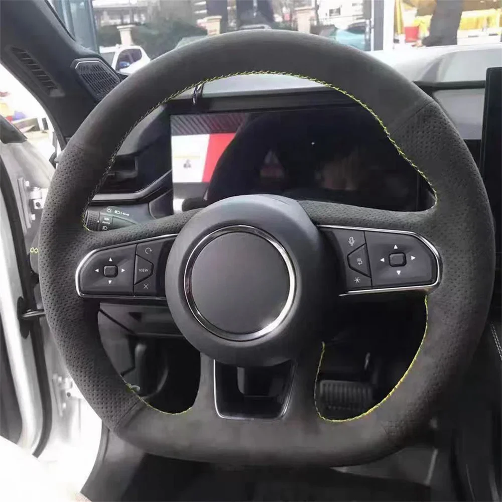 Customized Hand Sewing Car Steering Wheel Cover Suede Braid Non-Slip Interior Accessories For Lynk & Co 03 Model 2023