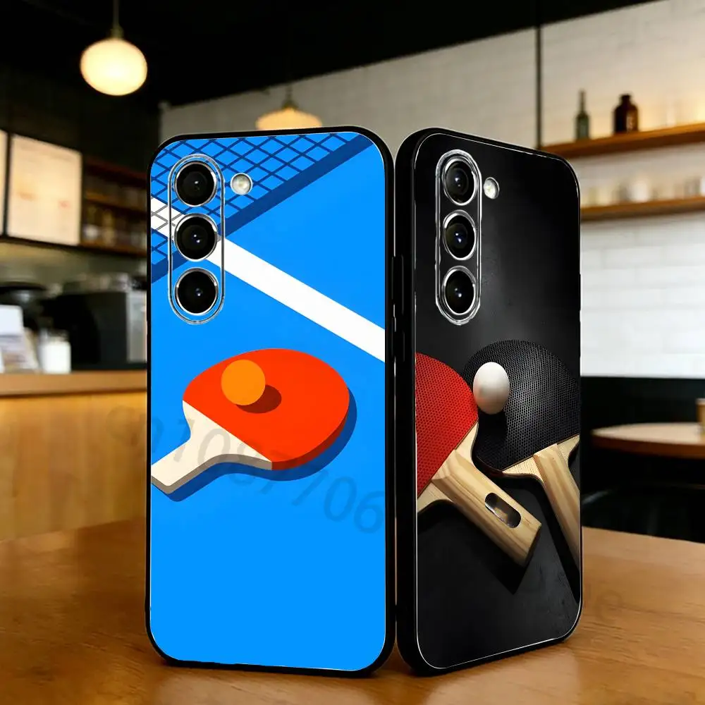 

Table Tennis Racket Ping Pong Phone Case For Samsung S20,21,22,23,24,25,26 Ultra,Plus,Lite Black Soft Cover