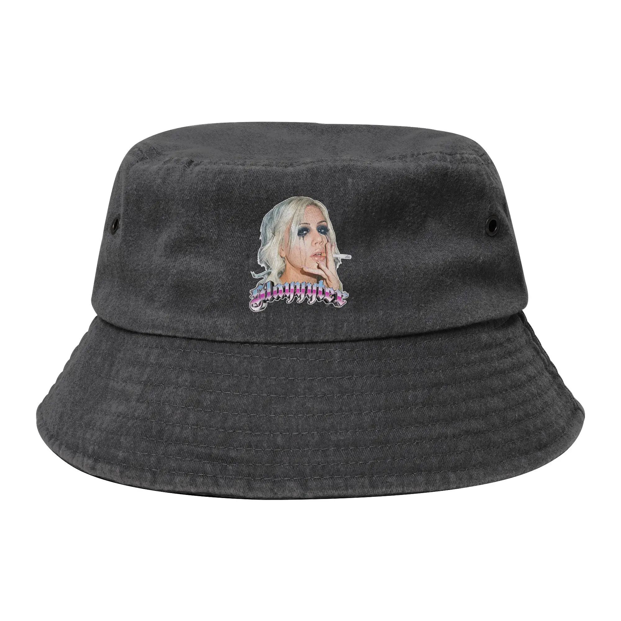 Harajuku Slayyyter Musician Bucket Hat Unisex Foldable Camping Distressed Cotton Fishing Fisherman Hat Travel Headwear Bob