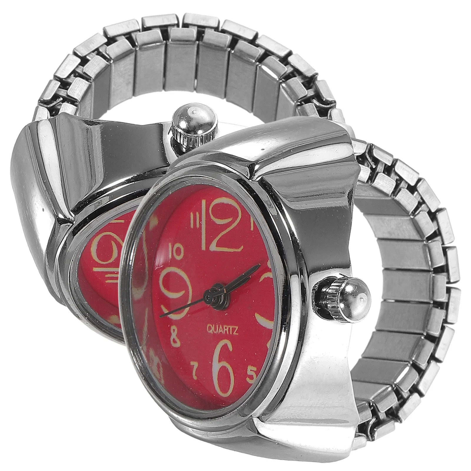 قطعتان من ساعات الزوجين ساعة دائرية لساعة كوارتز صغيرة للنساء والرجال هدية إبداعية لملابس الأصابع باللون الأحمر #4