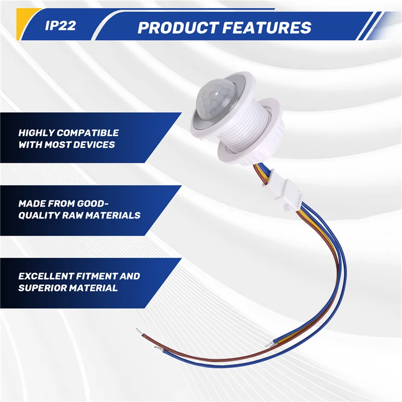 

AED7-Mini Motion Sensor Light Switch 110-220V PIR Sensor Smart Detection Time Delay Adjustable Infrared Induction