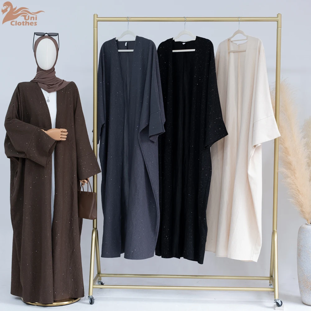 

2025 Autumn Dubai Musilim Women Open Abaya Dress Luxury Ramadan Eid Arabia Modest Cardigan Islamic Warm Turkey Loose Solid Robe