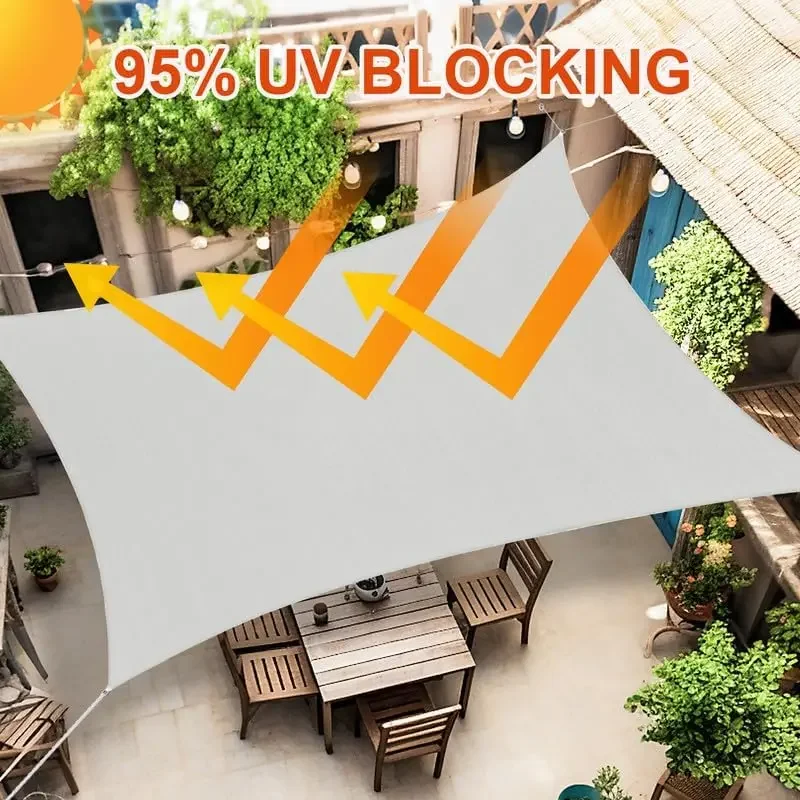 Shade Sails สีเทาอ่อน, โค้งกลางแจ้ง Patio Shade Canopy หลังคาระบายอากาศ 95% UV Block