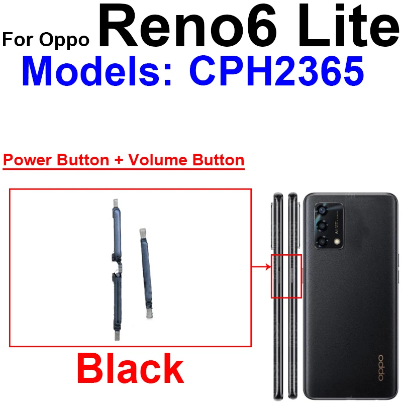 For OPPO Reno 6 6 Pro Plus 6 Lite 5G On Off Power Volume Up Down Keys Side Buttons Keypads Parts