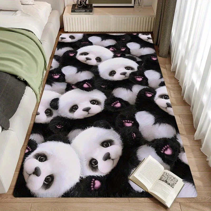 1pc Cute Panda Pattern Area Rug, Washable, Versatile Home Decor, Perfect for Kitchen Bathroom Laundry Room Decoration