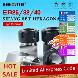 ER Square Hex Collet Block ER/25/32/40 Block Chuck Holder Workholding Holder for CNC Lathe Engraving Machine