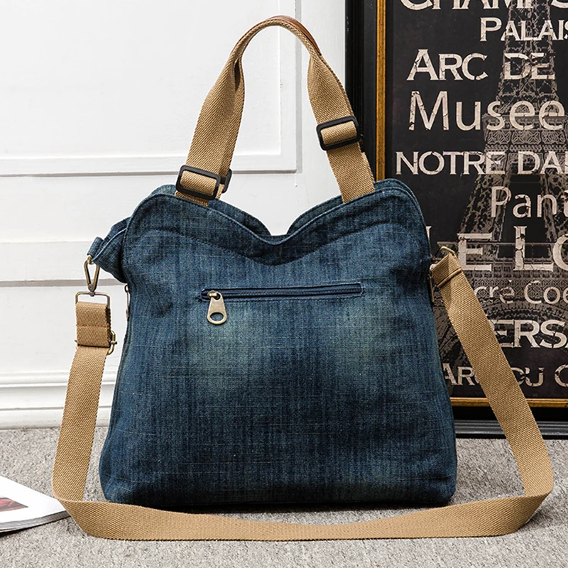 Annmouler Women Large Capacity Tote Bag Quality Denim Handbag Luxury Ladies Shoulder Bag Light Blue bolso mujer 2022 Purse