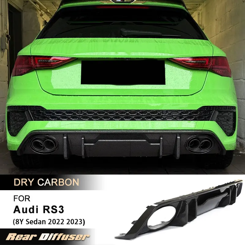 

Car Rear Bumper Diffuser Lip Spoiler for Audi RS3 8Y Sedan 2022 2023 Racing Rear Diffuser Apron Lip Body Kit Prepreg Dry Carbon