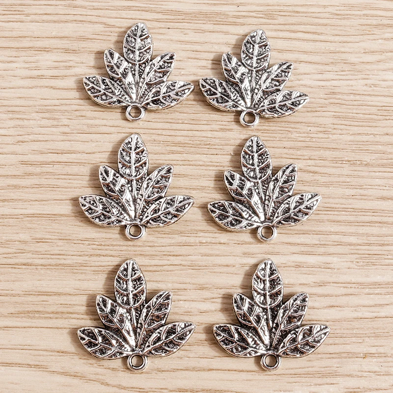 Tusember 20 Stück Legierungs-Pflanzenanhänger, Metall-Blatt-Blumen-Baum-Charms für Schmuckherstellung, Ohrringe, Halsketten, DIY-Armband-Zubehör – Detail 25