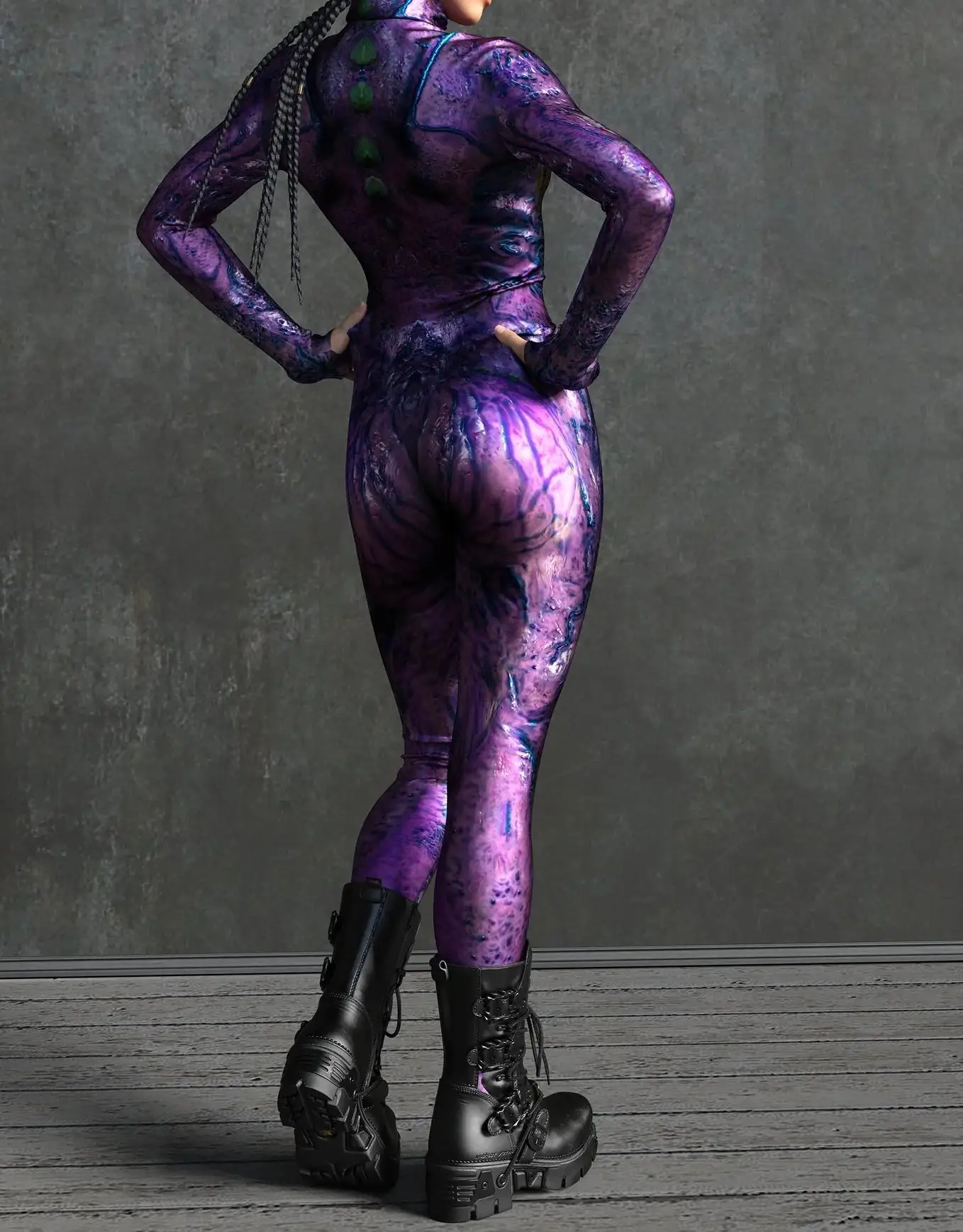 Horror-Monster Damen Cosplay Punk-Rüstungs-Jumpsuit Kostüm Elastischer Festtags-Party-Auftritts-Bodysuit Overall Zentai – Detail 24