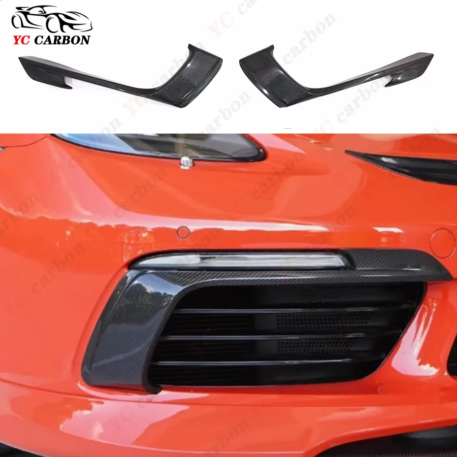 For Porsche 718 982 Cayman Boxster carbon fiber Wind knife front bumper blade fog lamp tuyere Splitter Surround Trim Auto parts