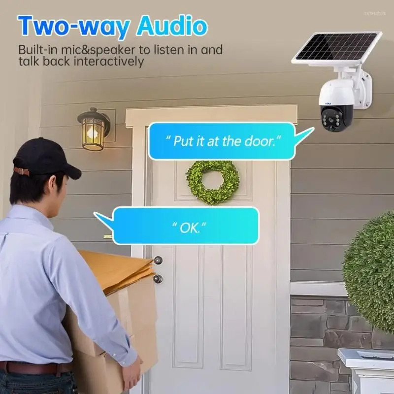 Беспроводная система наружного видеонаблюдения ip-камера на солнечной батарейке Home Security 3 Мп, водонепроницаемая сигнализация с датчиком движения PTZ