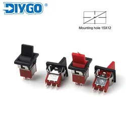 5PCS Rocker Toggle Switch 2/3 Position Square Snap-in Panel Mount 5A125V 2A250 Self-locking Type Reset Latching ON-OFF-ON
