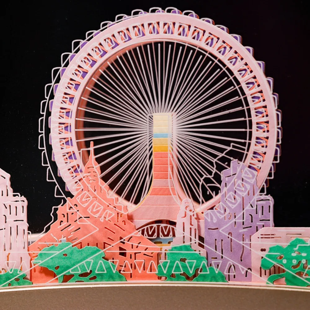 Tianjin Eye Cultural and Creative 3D Paper Carving Sticky Note Architectural Model Stereo Sticky Note Creative Souvenir
