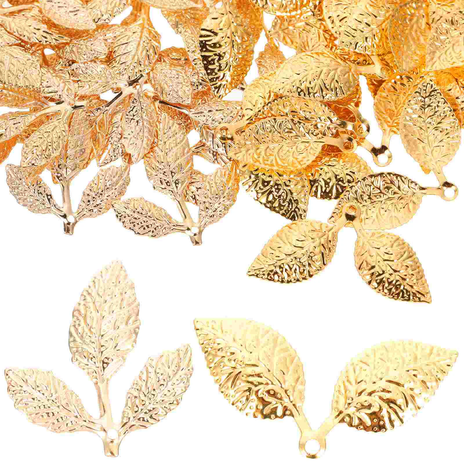 100 Pcs Charm Necklace Leaf Pendant Pendants Cute Charms Braclet Jewelry for Necklaces Golden Bracelets Making