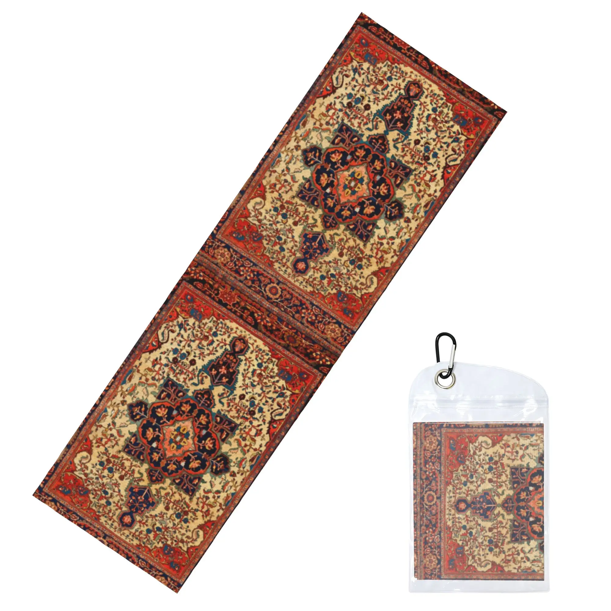 Ferahan Sarouk Antique Persian Rug Carpet Print Cold Exercise Towel   Super Soft Breathable Instant Cooling Towel Yor Gym Towels