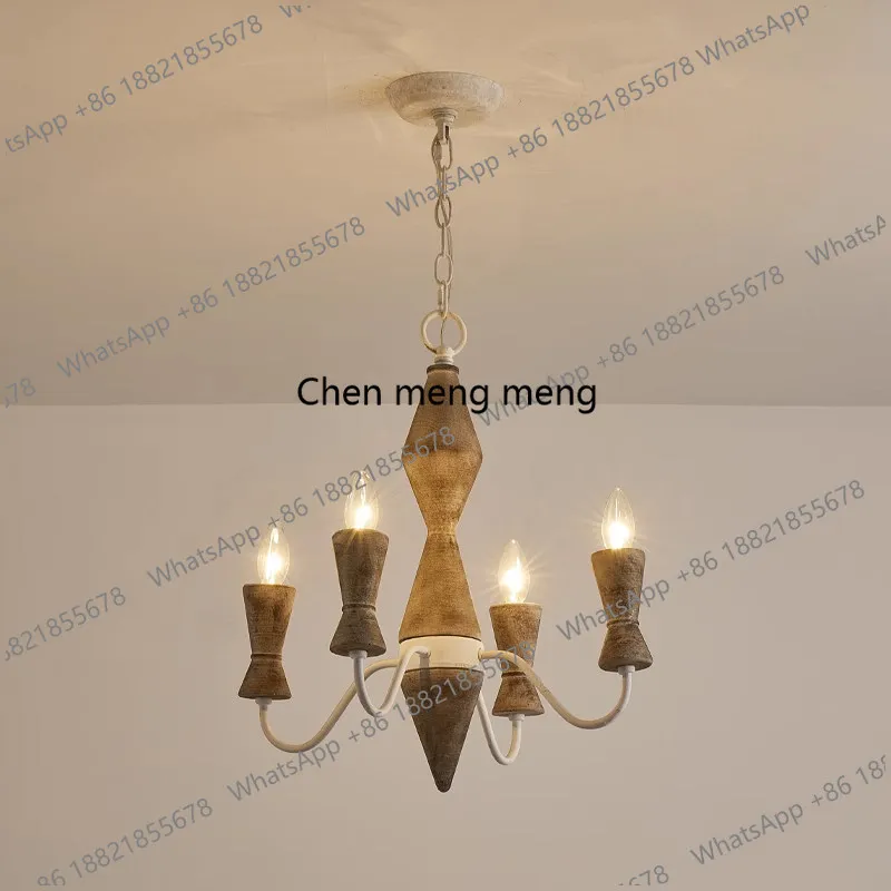 

Американская люстра для столовой, простая и креативная, основной светильник для гостиной и спальни, французский ретро-светильник из дерева.