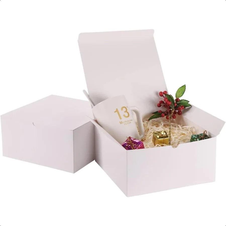 12-pack witte geschenkdozen 8x8x4 inch papieren geschenkdoos met deksels