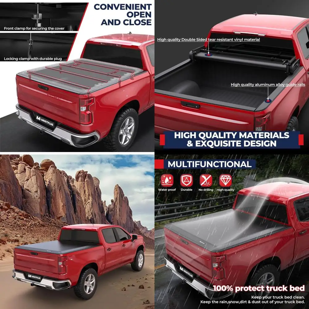 

Quad Fold Soft Truck Bed Tonneau Cover Compatible for 2019-2024 2025 Chevrolet Chevy Silverado/GMC Sierra 1500 (2019 1500 ONLY)